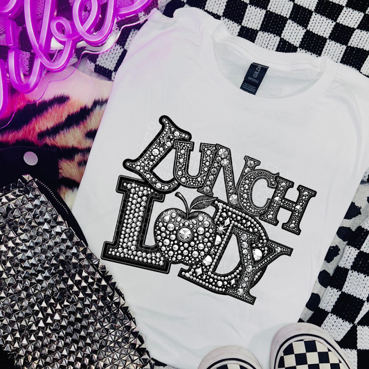 Lunch Lady Faux Rhinestones DTF Transfer