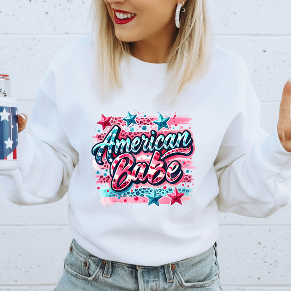 American Babe Pink and Blue Cheetah Print DTF Transfer