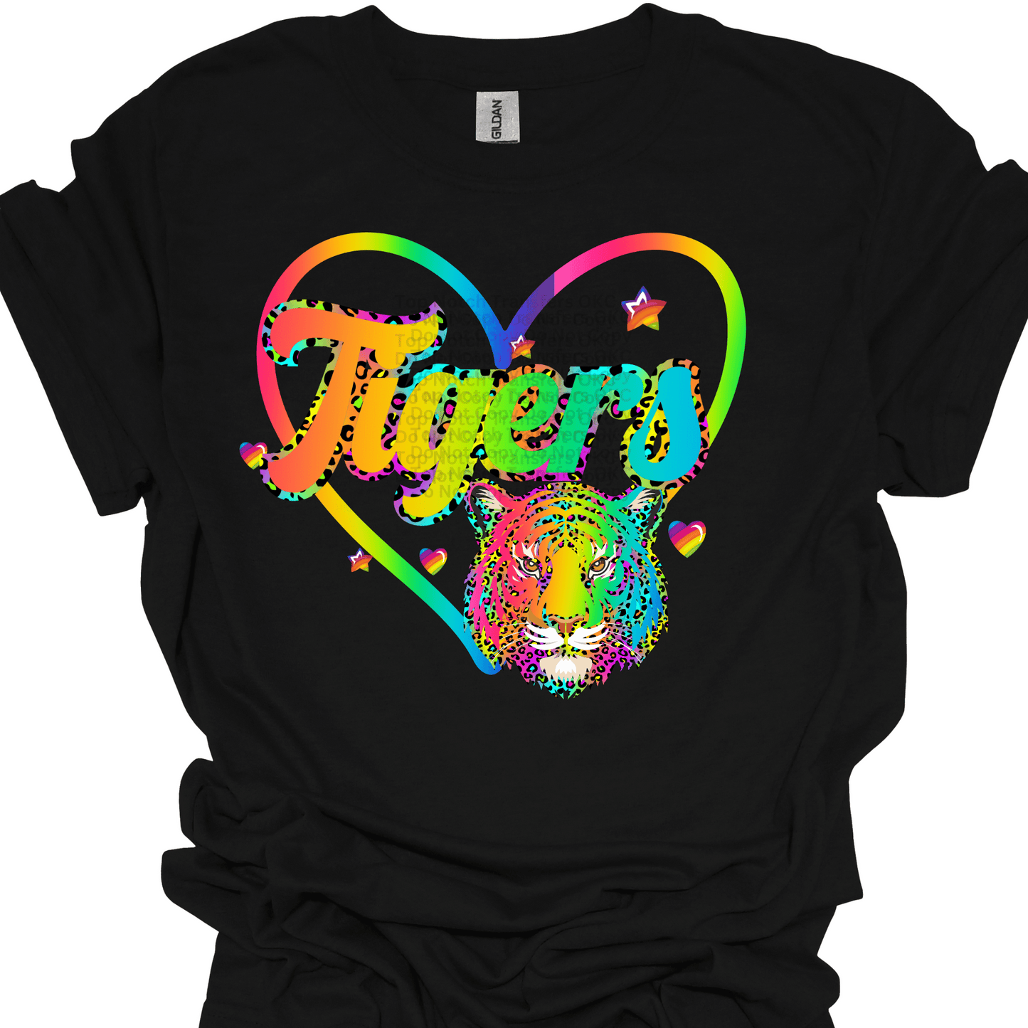 Rainbow Tigers w/ Heart & Mascot DTF Transfer