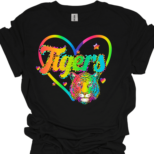 Rainbow Tigers w/ Heart & Mascot DTF Transfer