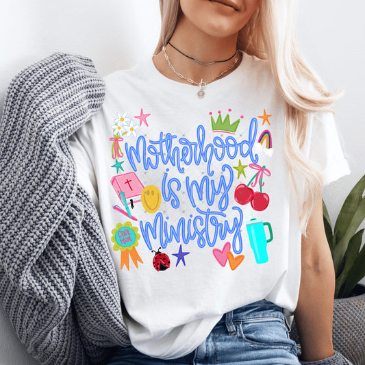 Motherhood Is My Ministry Blue DTF Transfer