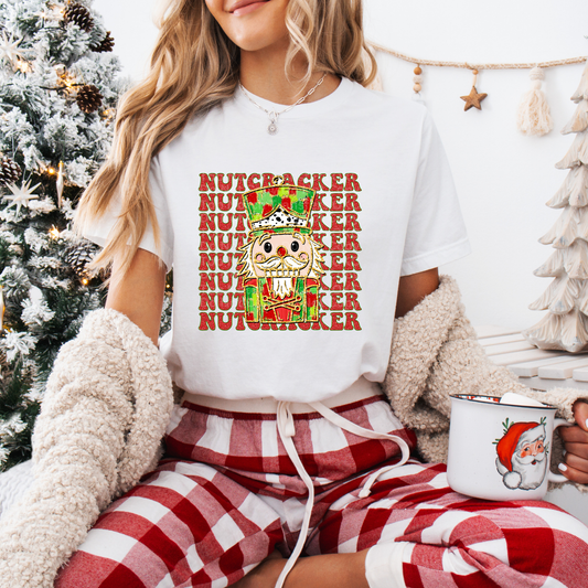 Green & Red Stacked Nutcracker DTF Transfer