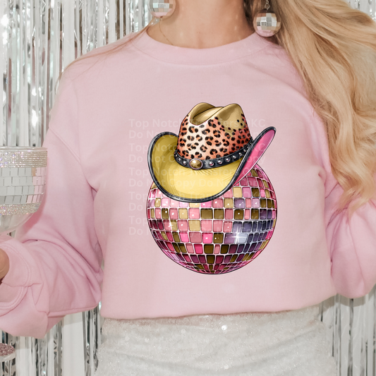 Pink Disco with Cowgirl Hat DTF Transfer