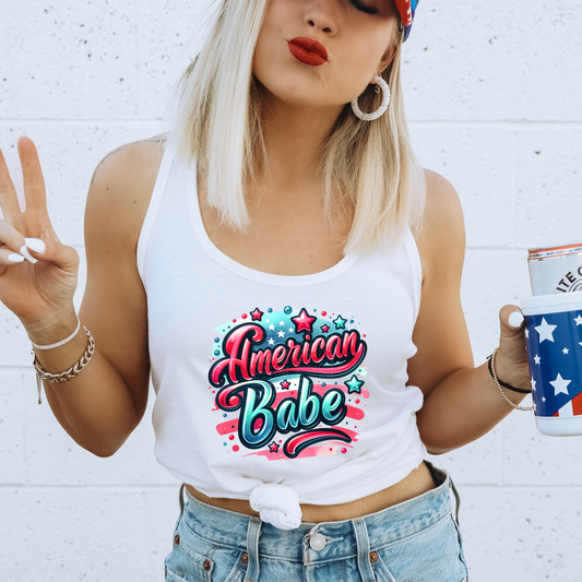 American Babe Pink & Blue with Stars DTF Transfer