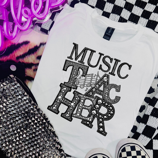 Music Teacher Faux Rhinestones DTF Transfer