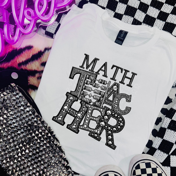 Math Teacher Faux Rhinestones DTF Transfer