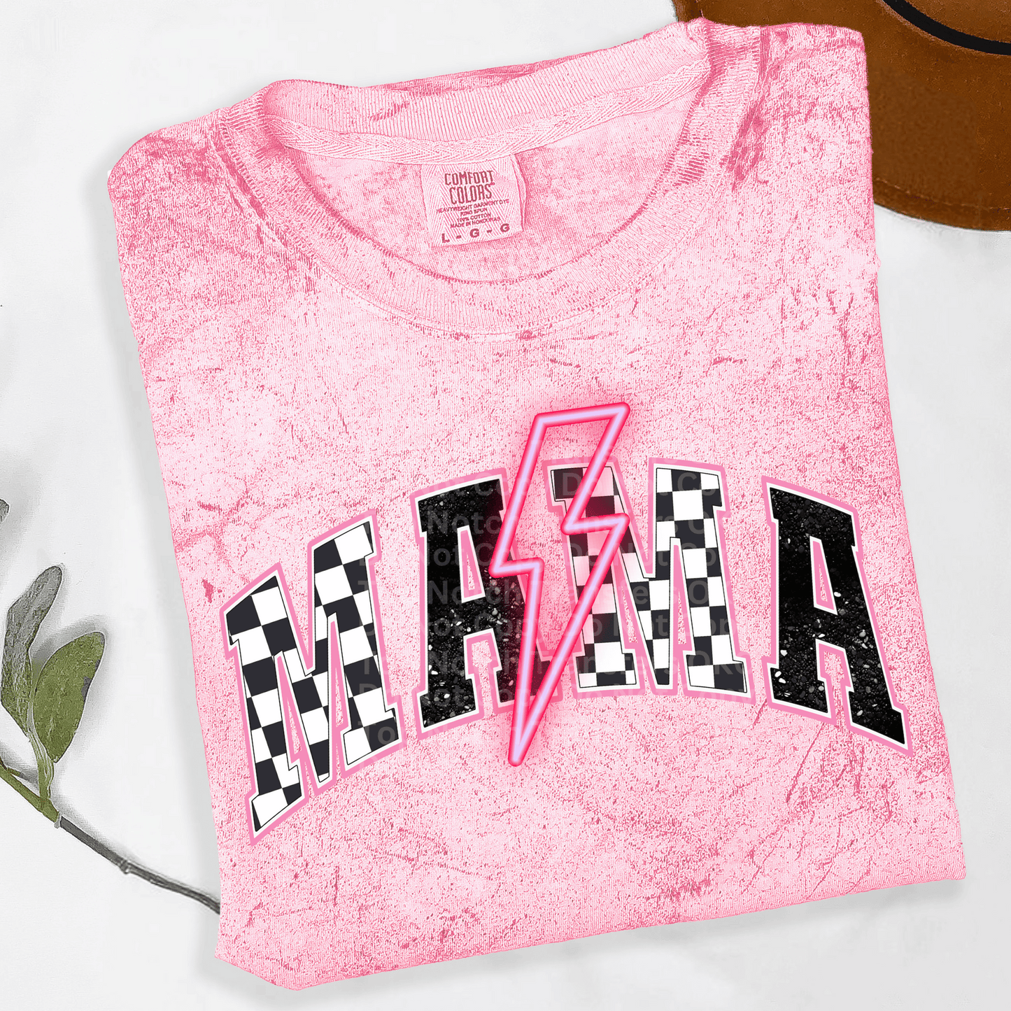 Checkered Mama Neon Pink DTF Transfer