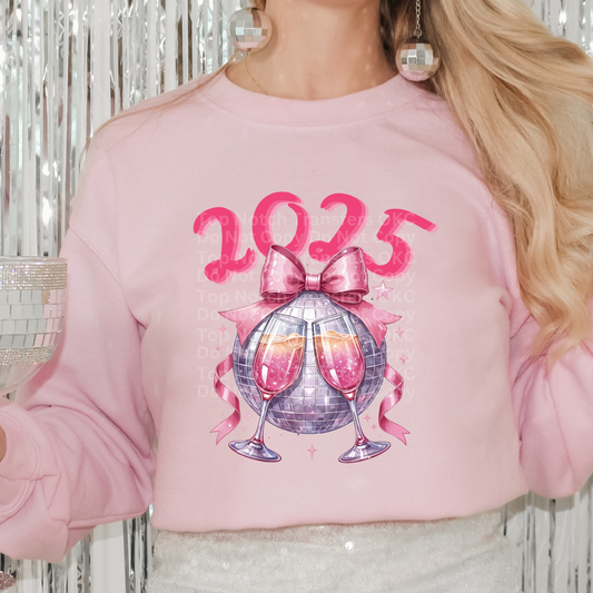 2025 Disco Ball & Champaigne Glasses DTF Transfer