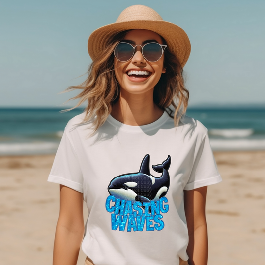 Chasing Waves Orca Whale DTF Transfer