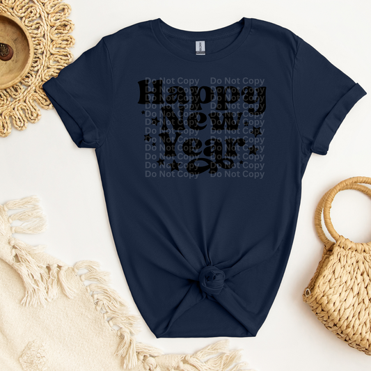 Happy New Year Blk DTF Transfer