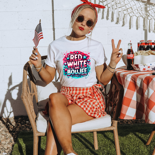 Red White & Boujee Pink & Blue DTF Transfer