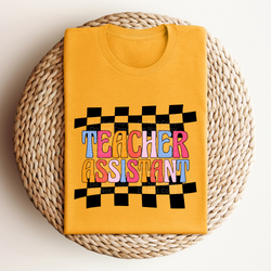 Teacher Assistant Multicolor Checkered DTF Transfer