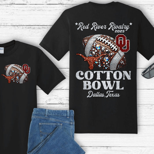 2025 Red River Rivalry Faux Glitter DTF Transfer