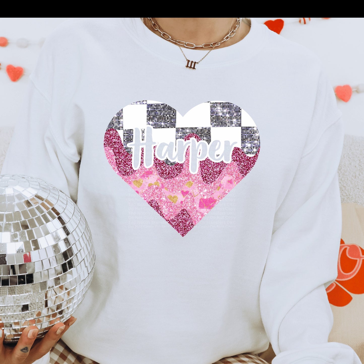 Custom Valentine’s Heart w/ Name Cutout Design 2 DTF Transfer