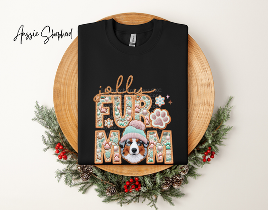 Jolly Fur Mom Aussie Shepherd - Faux Embroidery DTF Transfer