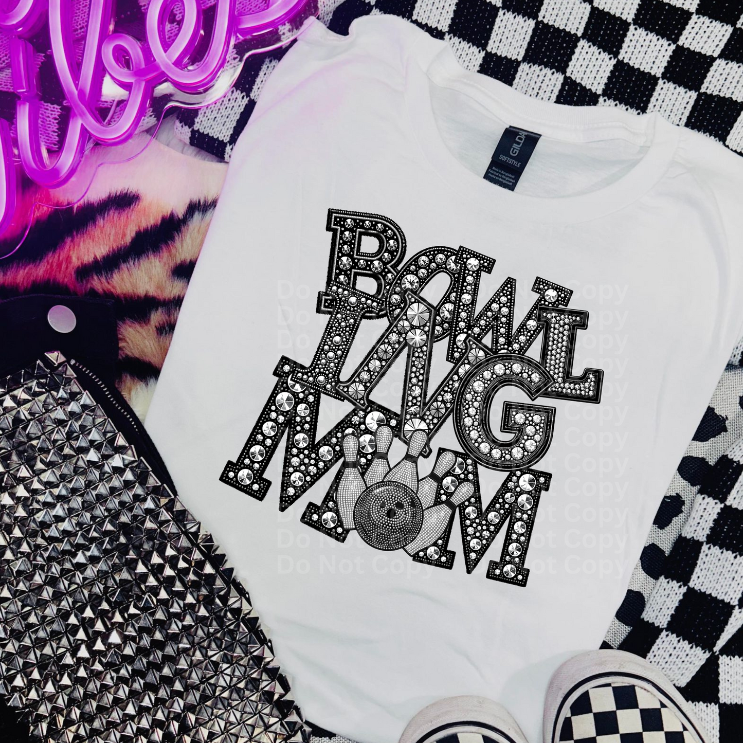 Bowling Mom - Faux Rhinestone DTF Transfer