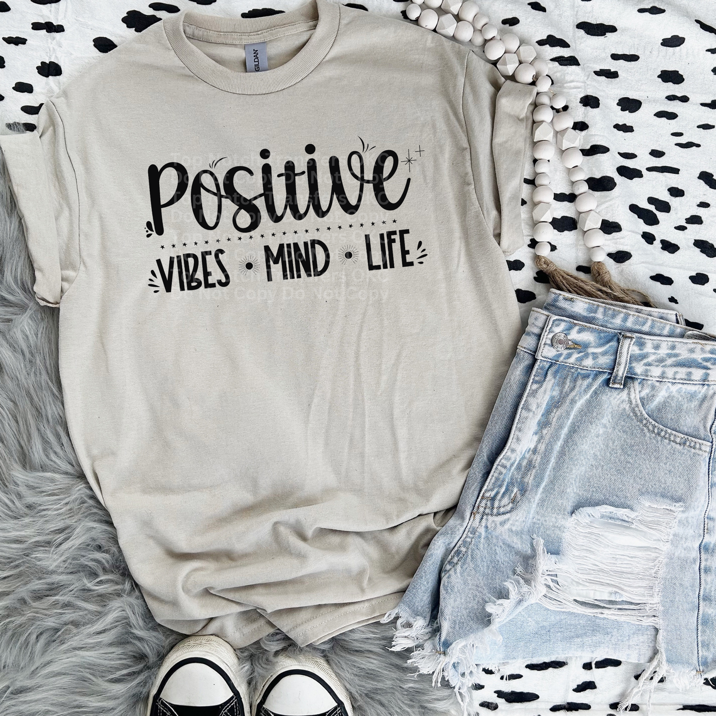 Positive Vibes, Mind, Life (blk) DTF Transfer