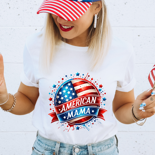 American Mama Flag Circle Design DTF Transfer