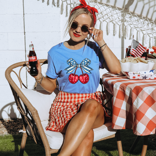 Patriotic Cherries DTF Transfer
