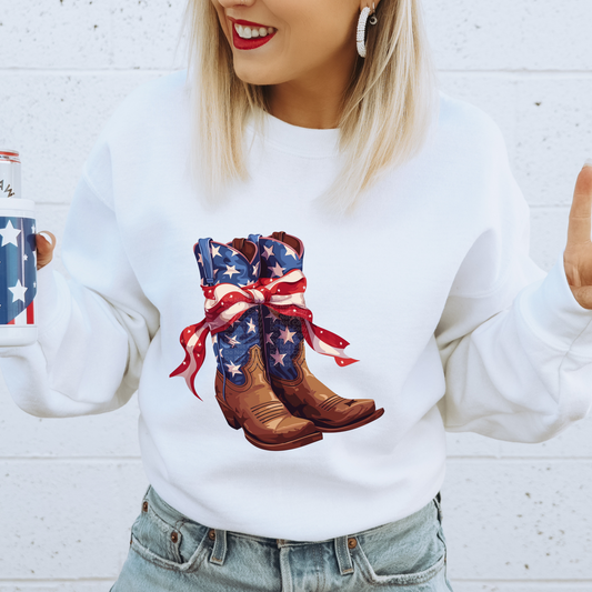 Bow Tied Patriotic Boots DTF Transfer