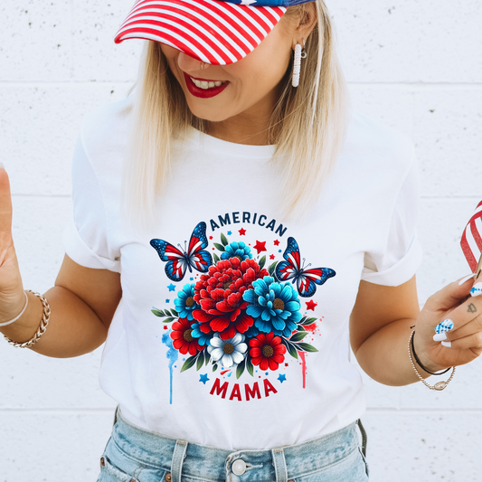 American Mama Flower Bunch with 2 butterflies DTF Transfer