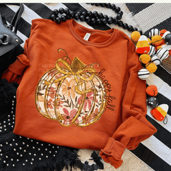 Happy Fall Floral Pumpkin DTF Transfer