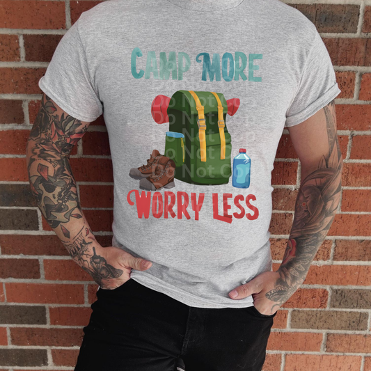 Camp More Worry Less Green Backpack DTF Transfer