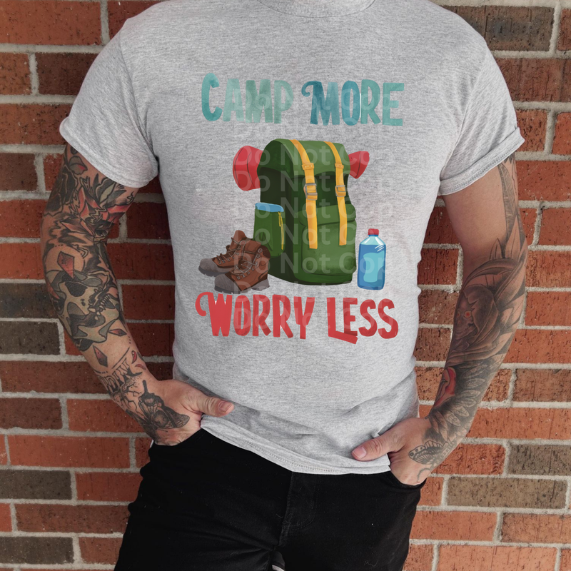 Camp More Worry Less Green Backpack DTF Transfer