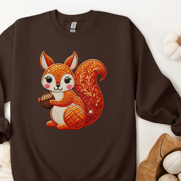 Cute Squirrel Faux Embroidery DTF Transfer