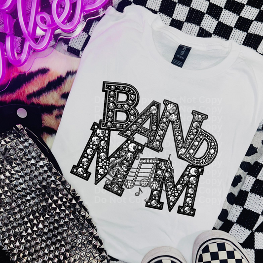 Band Mom - Faux Rhinestone DTF Transfer
