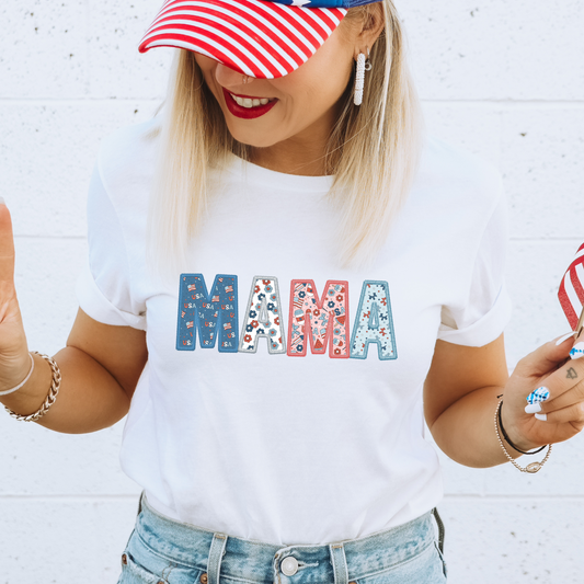 MAMA Patriotic Pink & Blue DTF Transfer