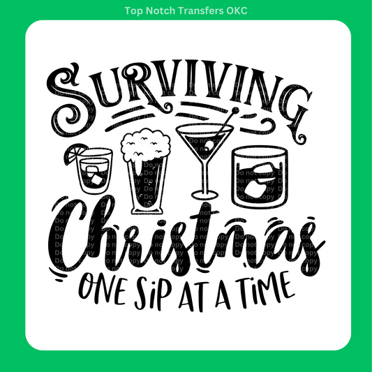 Surviving Christmas Black DTF Transfer