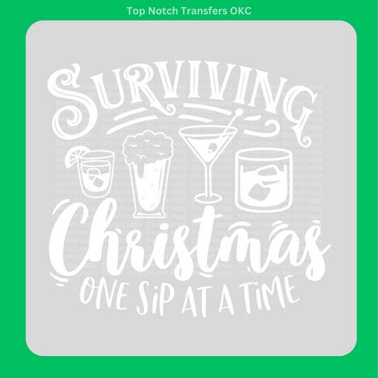 Surviving Christmas White DTF Transfer