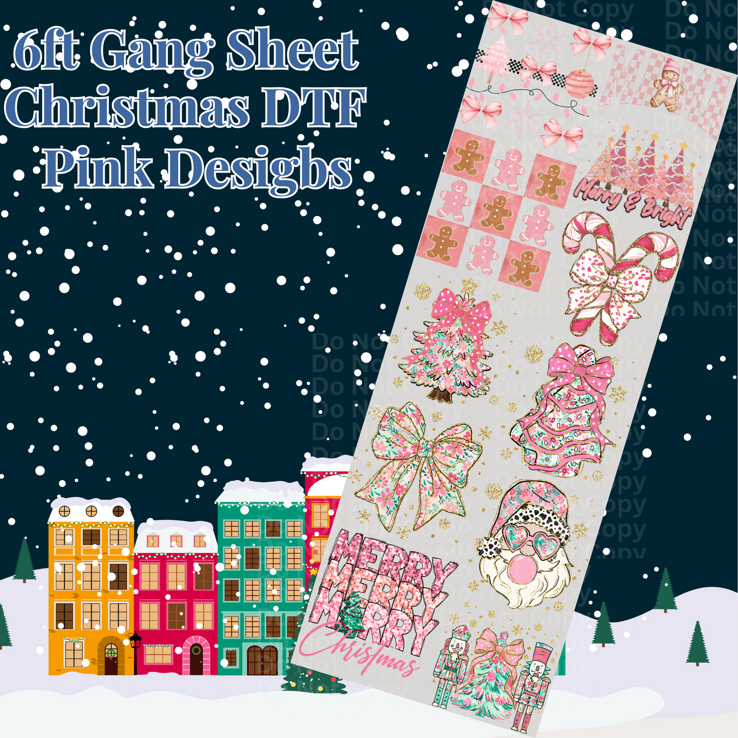 6ft Christmas Pink Gang Sheet