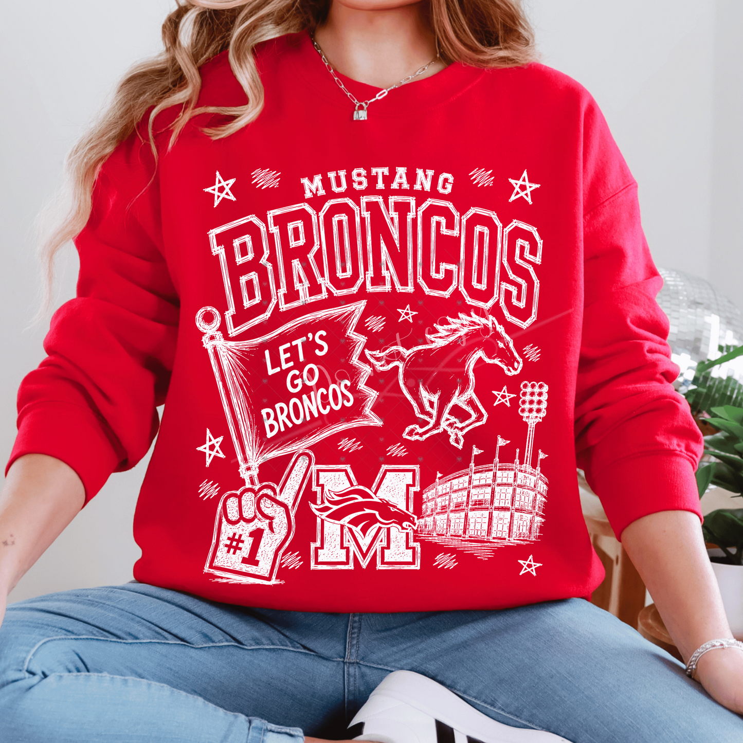 Mustang Broncos White Collage DTF Transfer