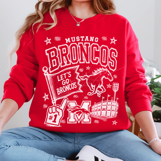 Mustang Broncos White Collage DTF Transfer