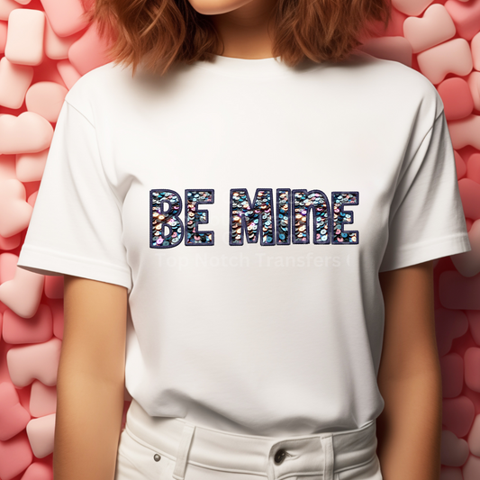 Be Mine Dark Purple Faux Sequin DTF Transfer