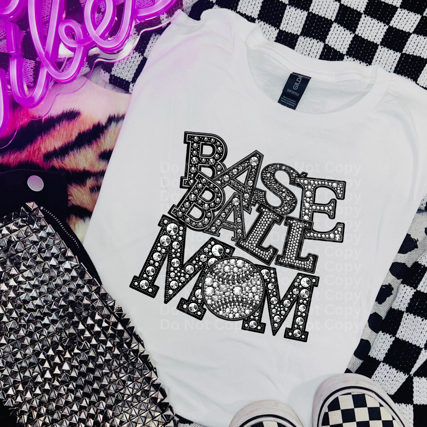 Baseball Mom - Faux Rhinestone DTF Transfer