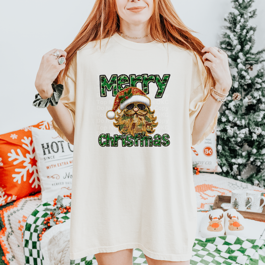 Camo Merry Christmas Santa DTF Transfer