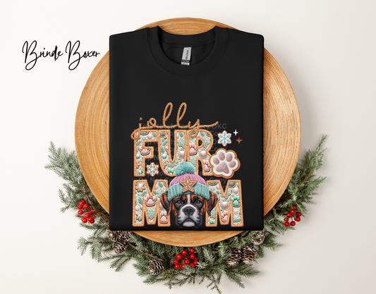 Jolly Fur Mom Brindel Boxer - Faux Embroidery DTF Transfer