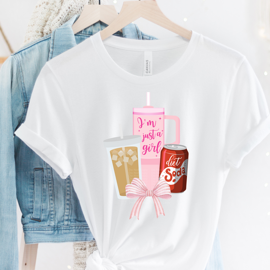 I'm just a Girl Drinks DTF Transfer