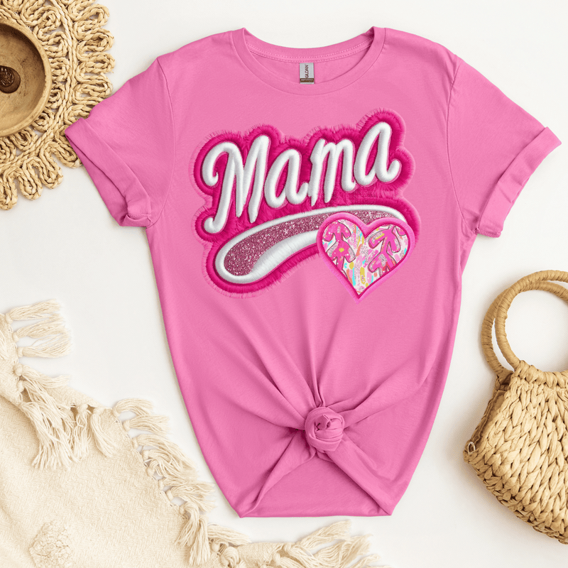 Softball Mama Pink Faux Embroidery DTF Transfer