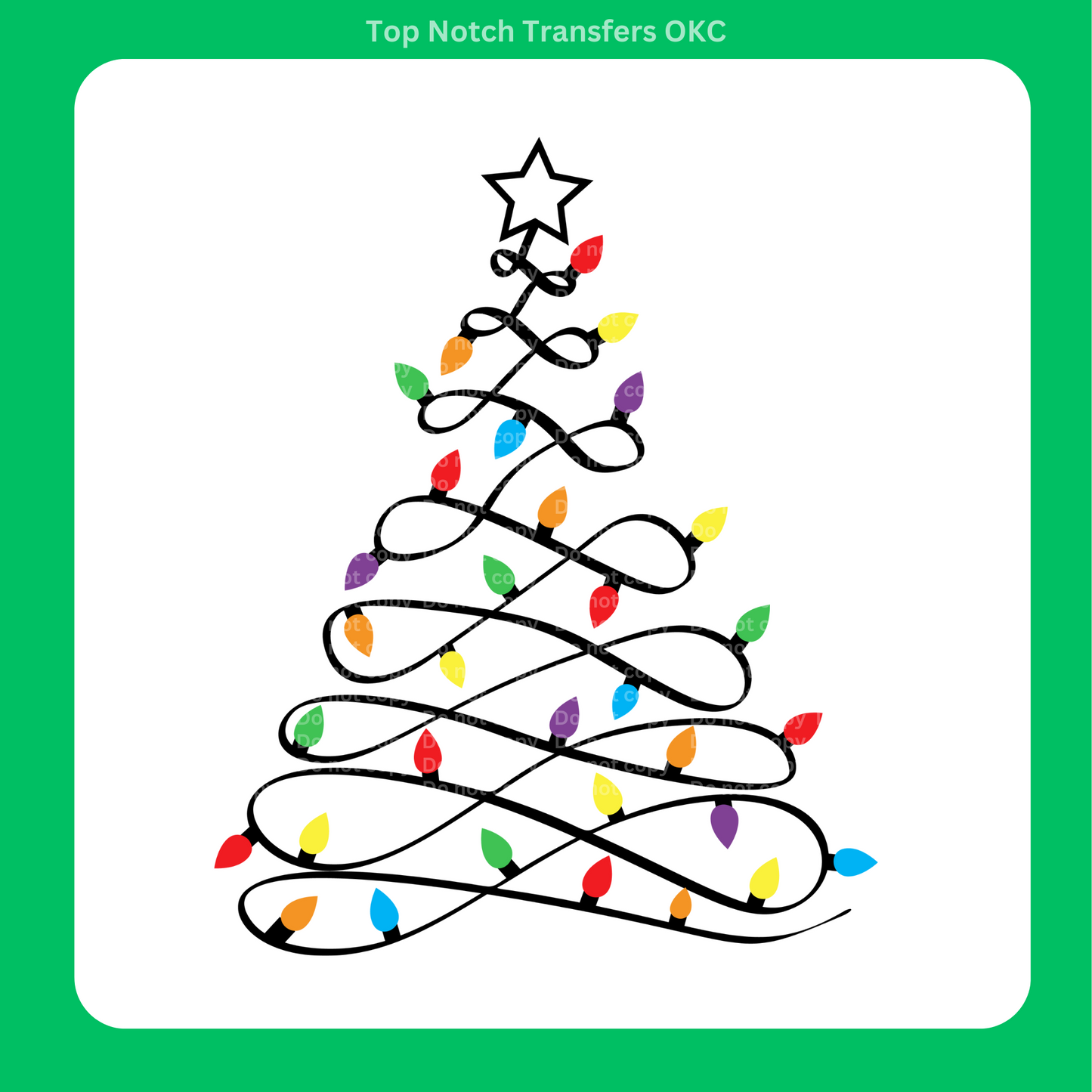 Lit Christmas Tree DTF Transfer