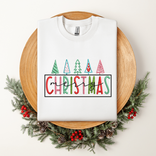 Merry Christmas Faux Embroidery DTF Transfer