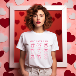 God Says I Am - Pink Bows DTF Transfer