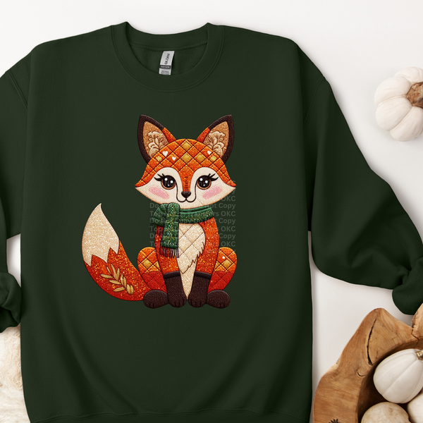 Cute Fox - Faux Embroidery DTF Transfer