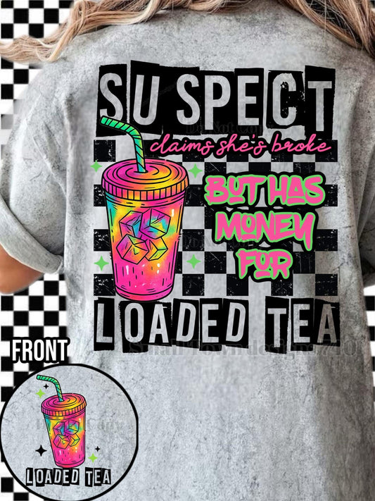 Suspect- has money for Loaded Tea  DTF Transfer