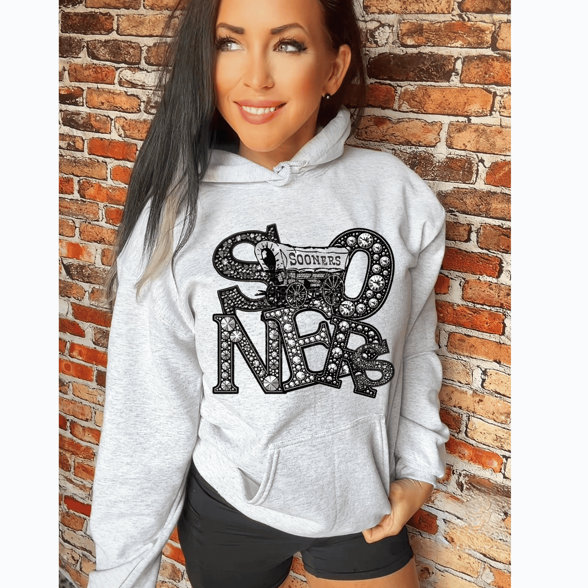 Sooners Wagon Faux Rhinestone Retro DTF Transfer