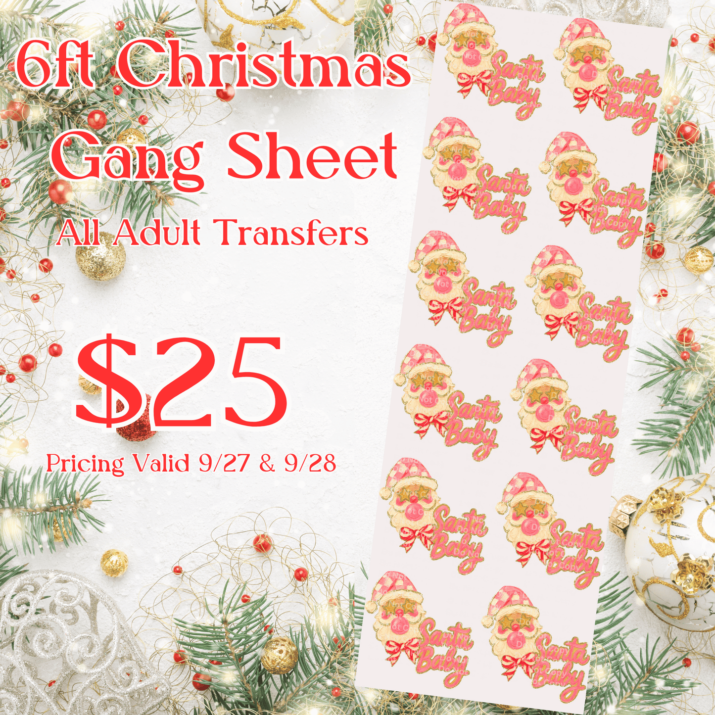6ft Christmas Santa Baby Gang Sheet