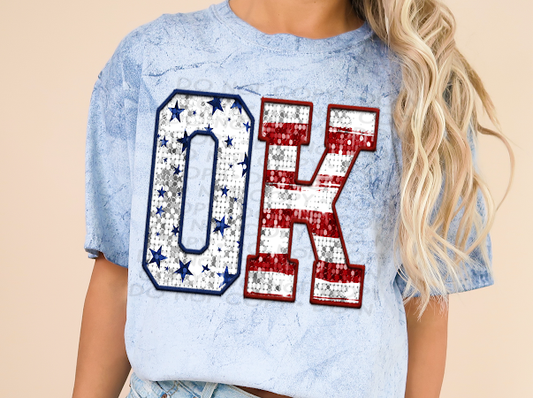 Faux Sequin Oklahoma DTF Transfer
